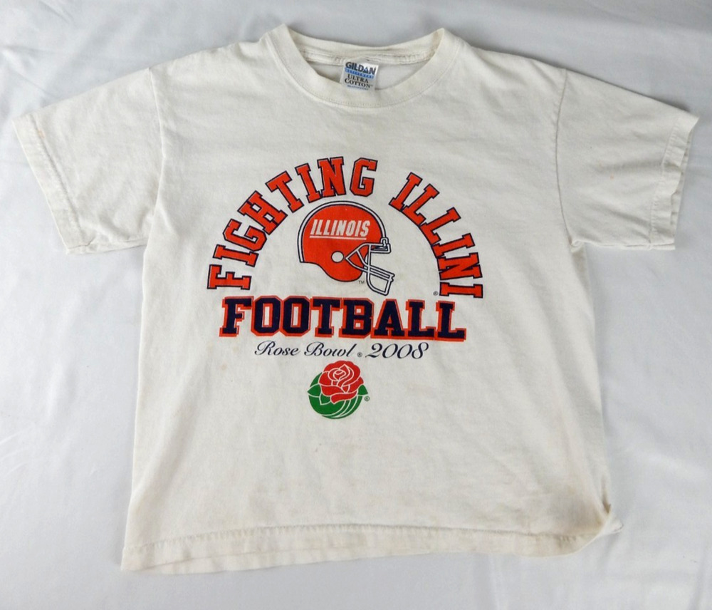 Illinois Fighting Illini Rose Bowl 2008 Football Youth Small White Tee Shirt